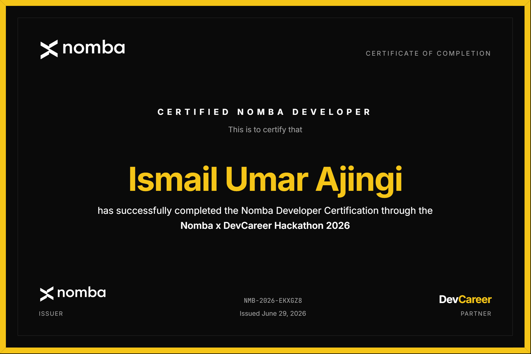 Nomba Certified